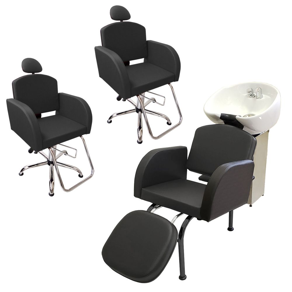 Kit Barbeiro - Fluence - 2 Cadeiras Reclináveis Cadeira Para Salão