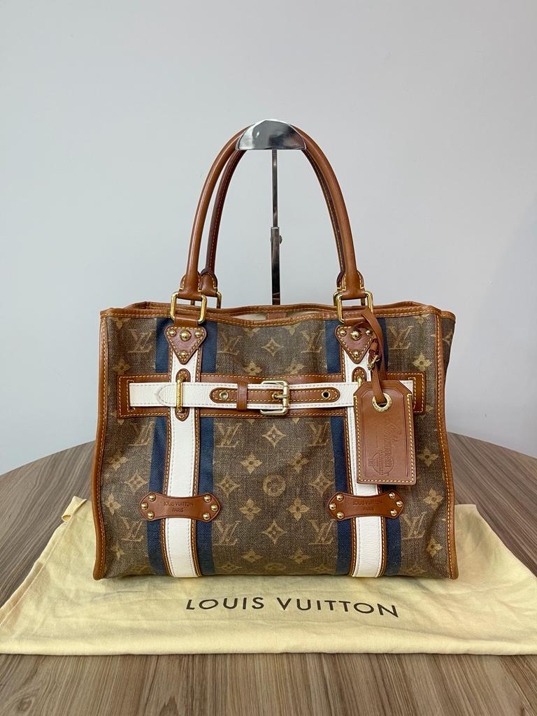 Louis Vuitton Limited Edition Monogram Canvas Tisse Sac Rayures Gm in Brown