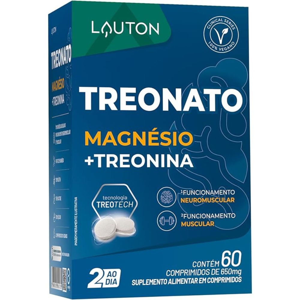 Treonato Magnesio Treonina 650 Mg 60 Caps - Lauton - Taurene Suplementos