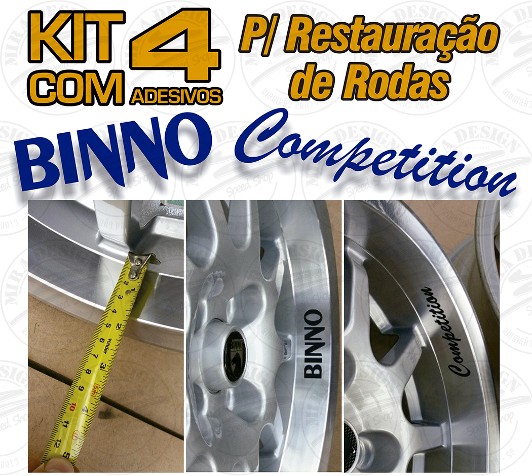 Kit 4 Adesivos BINNO COMPETITION p/ rodas - GRANDE / AZUL - Mira Design ...