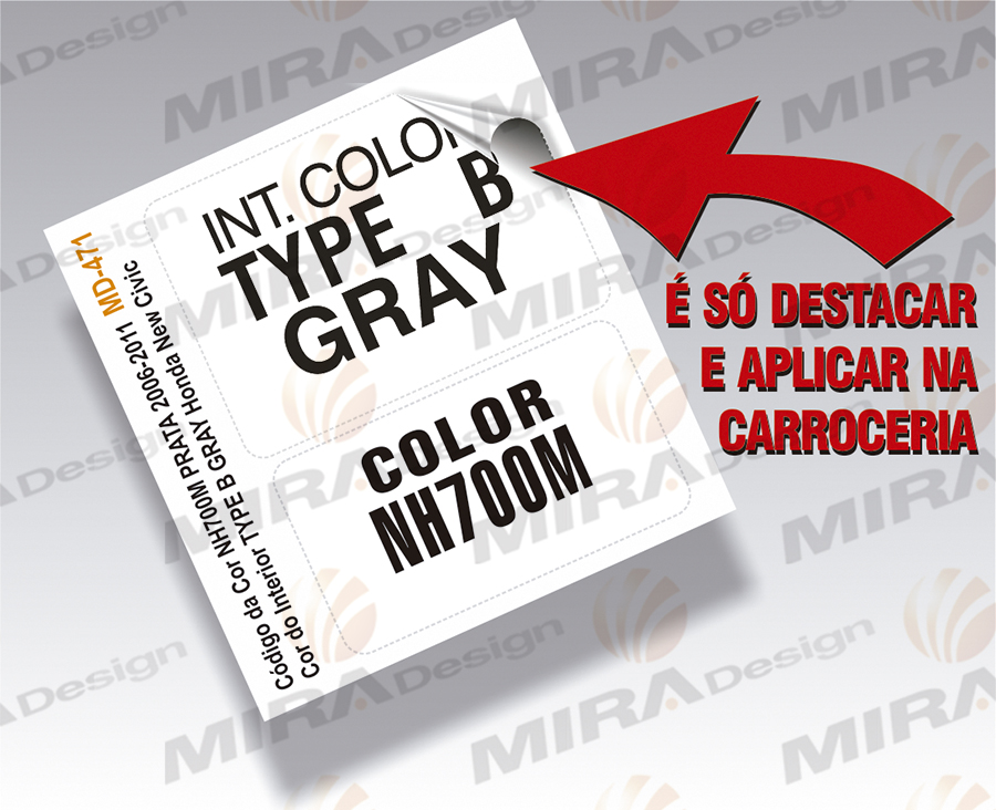 Prata Codigo Adesivo Código Cor PRATA GLOBAL NH700M TYPE B GRAY Honda - Mira Design ...