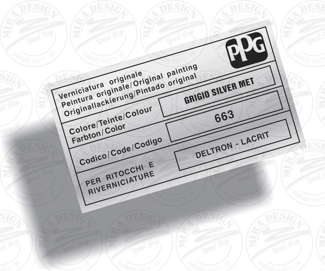 Adesivo Código Cor GRIGIO SILVER MET. FIAT PPG - Mira Design Adesivos ...
