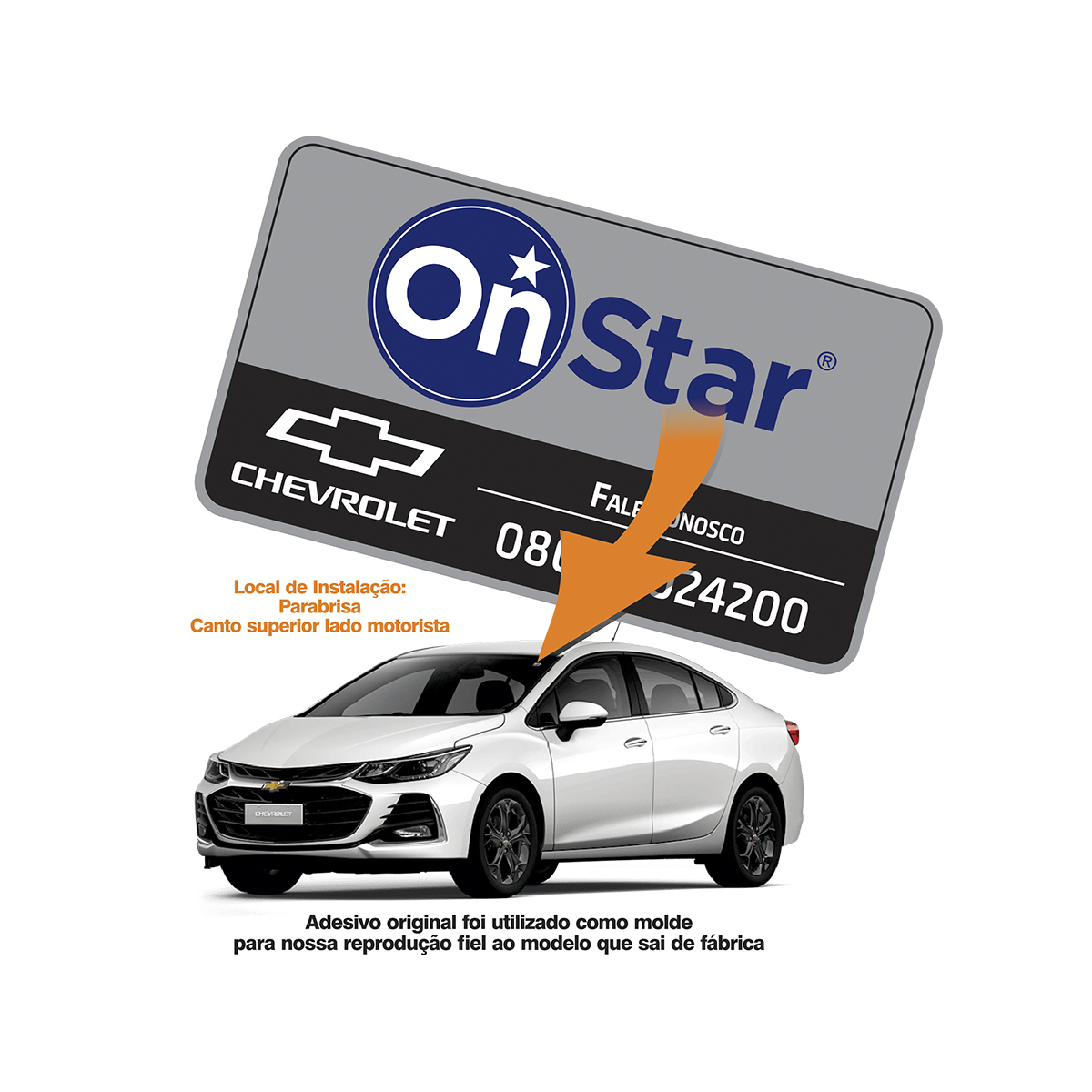 Onstar Sticker Adesivo CHEVROLET ONSTAR FALE CONOSCO p/ Vidro (interno) - Mira Design ...