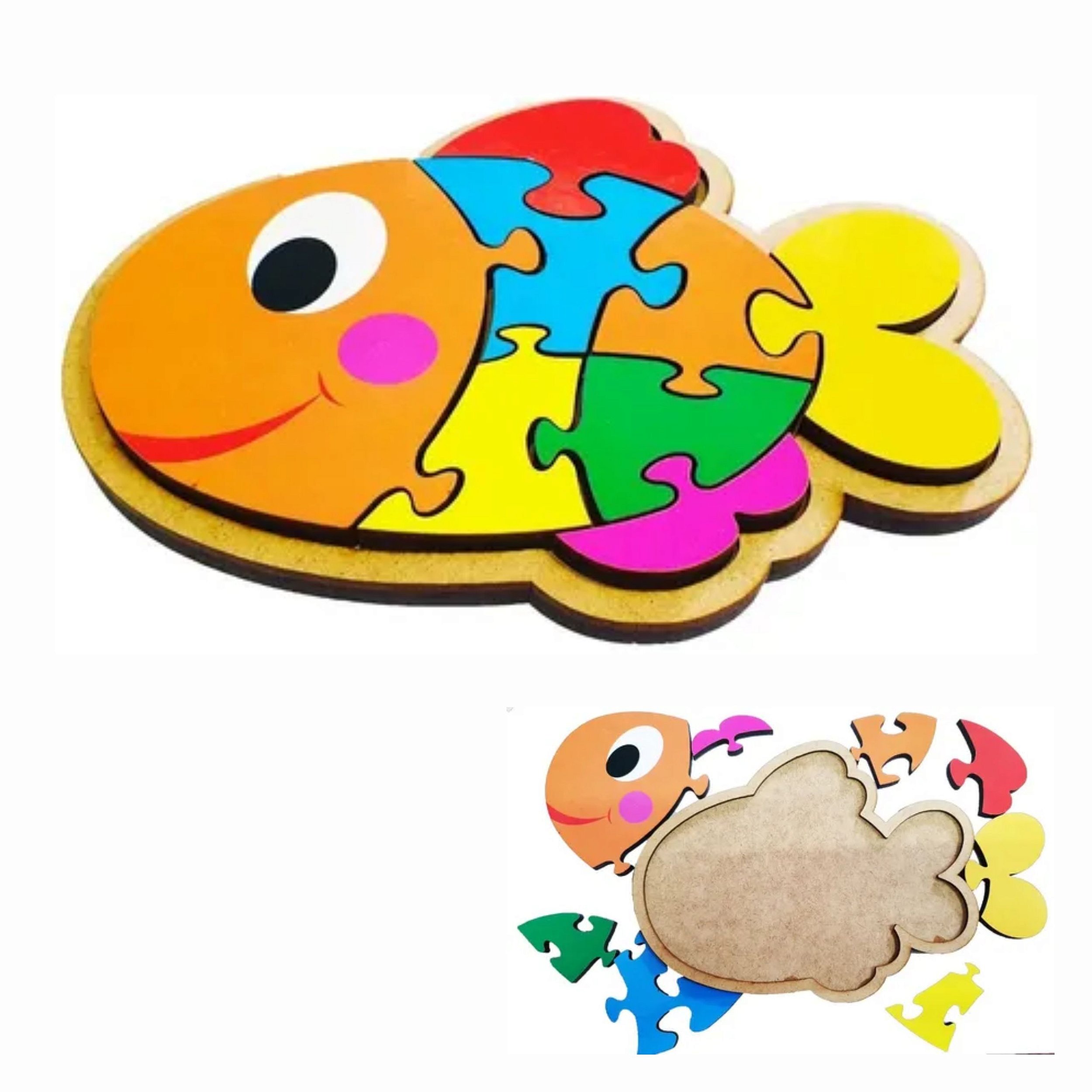 Quebra-Cabeça Peixe de 8 Peças Brinquedo Educativo de MadeiraBrinquedos  EducativosBambalalão Brinquedos Educativos