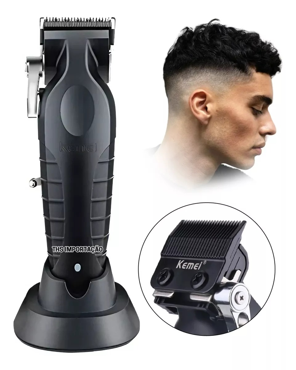 Maquina Kemei De Cortar Cabelo Sem Fio Recarregavel Km 2296 GS Loja do Barbeiro