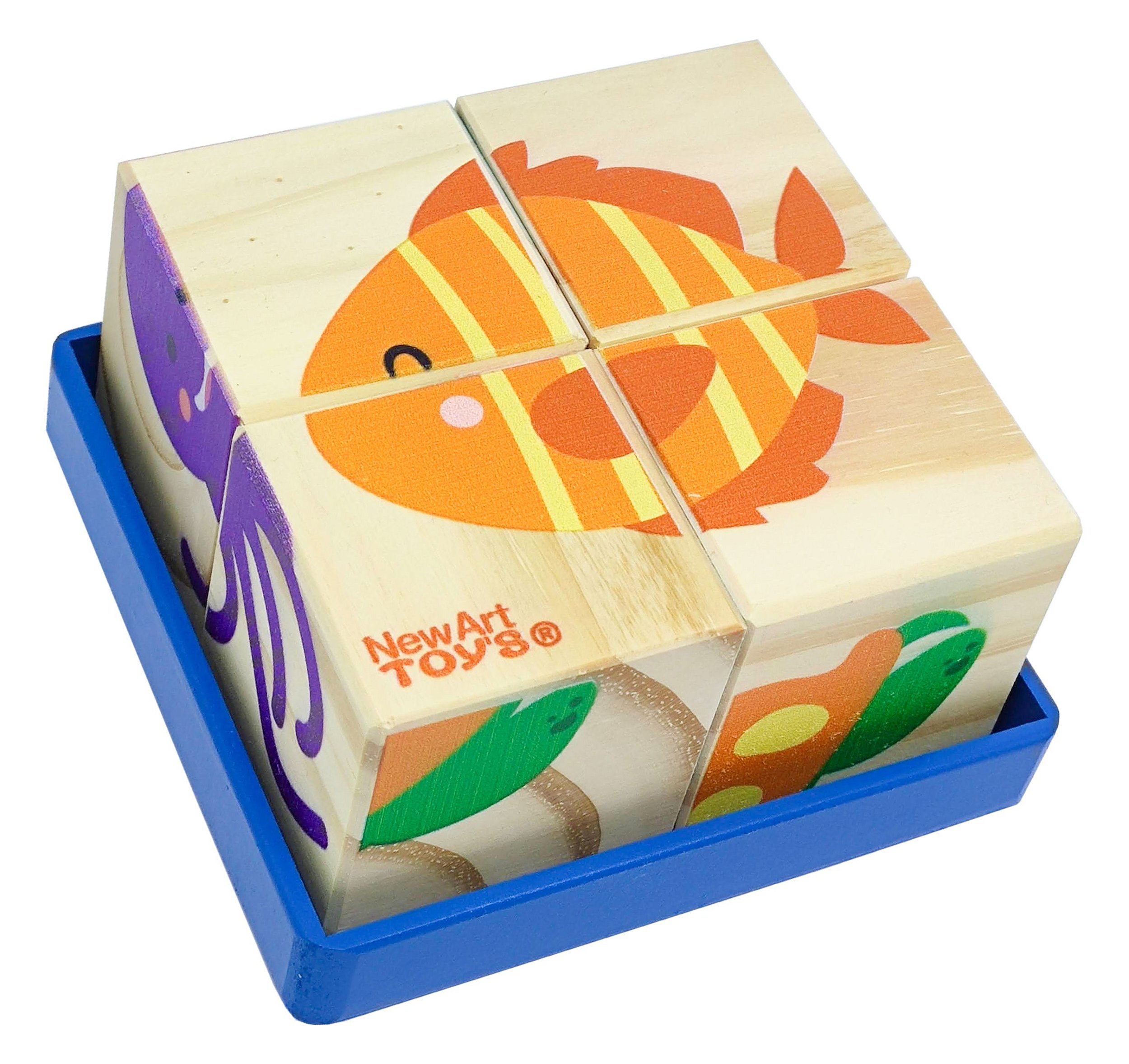 Brinquedo Educativo Com 16 Quebra Cabeça Puzzle 3d Madeira - Cubo