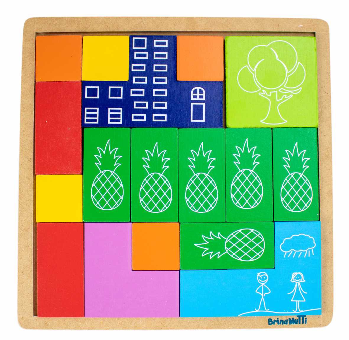 Brinquedo De Aprendizagem De Cor De Madeira, Contando Puzzle Board