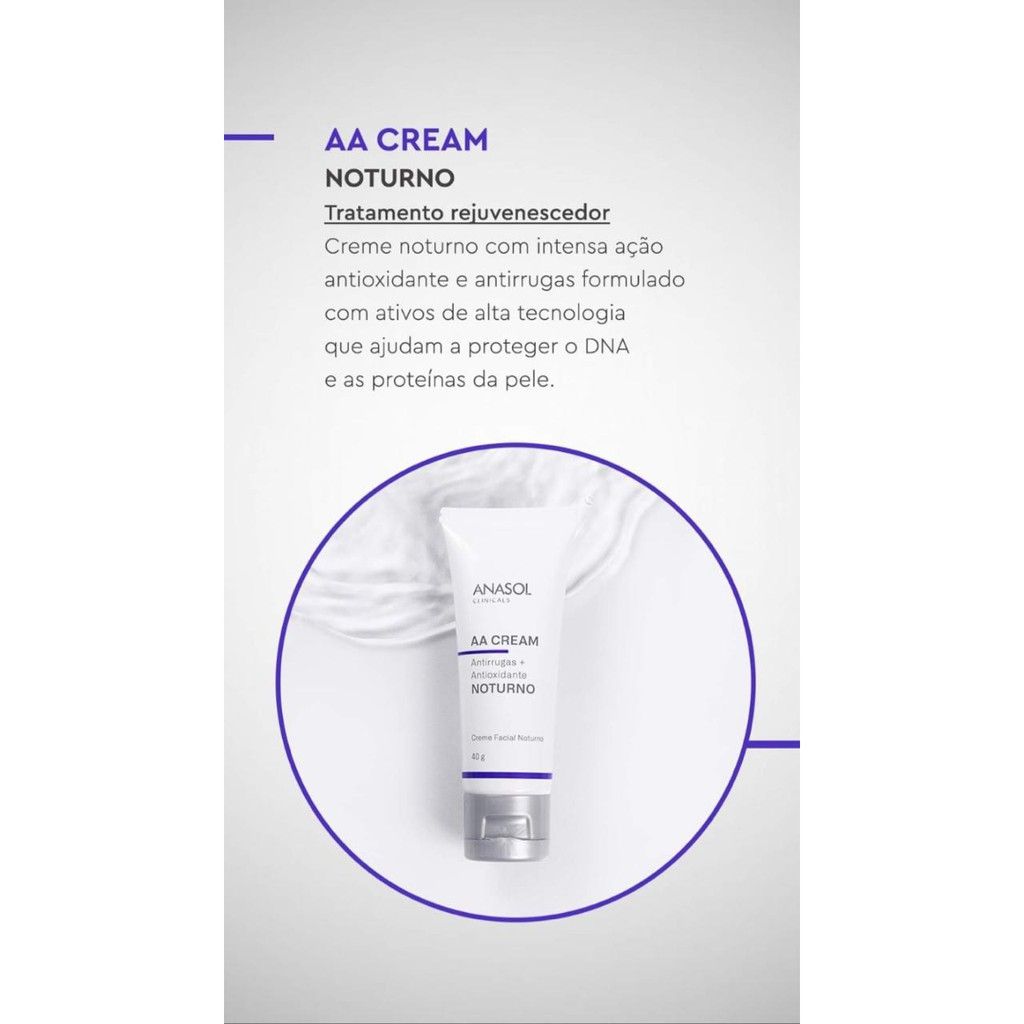 AA Cream Antirrugas E Antioxidante Noturno Anasol - 40g - Unix ...