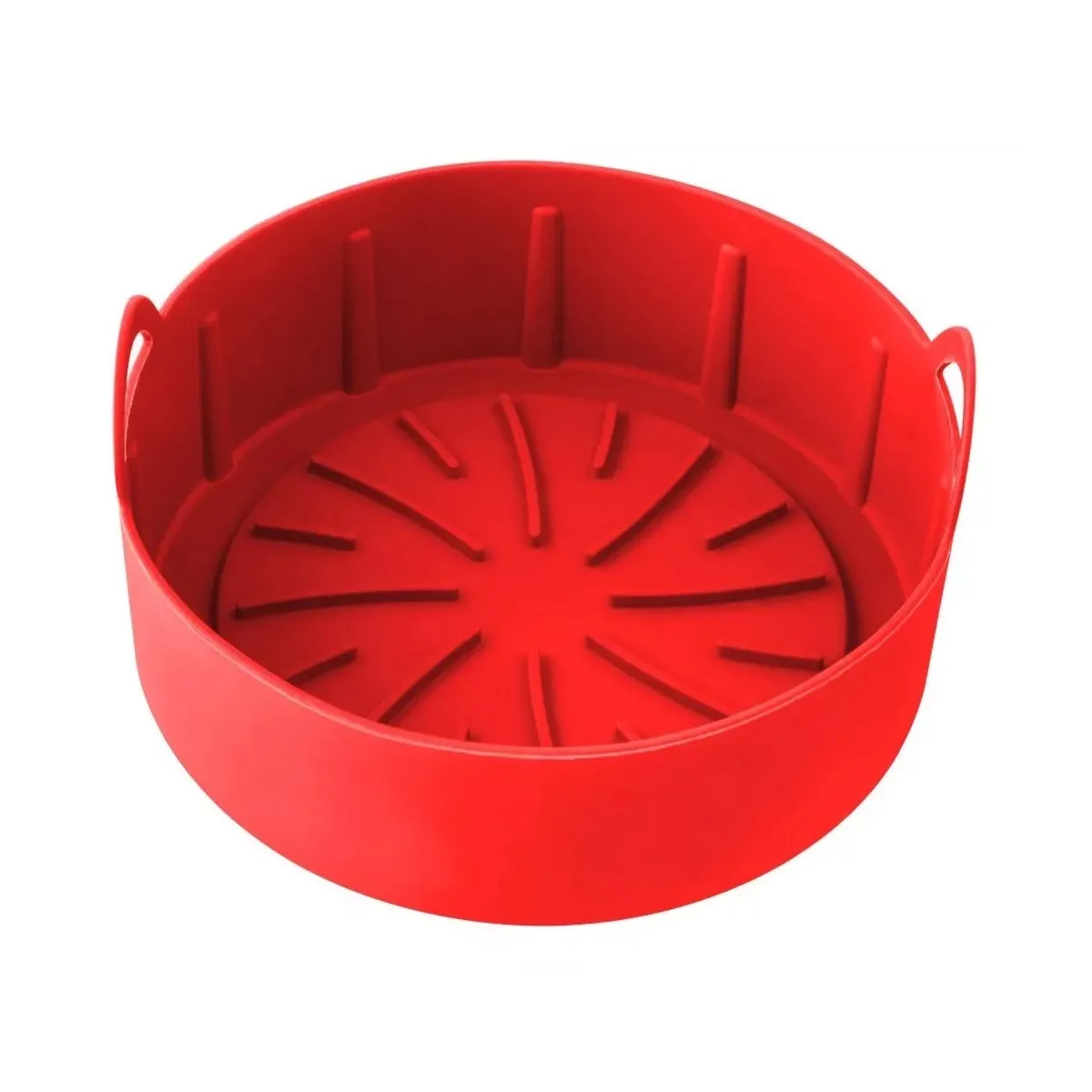 Forma de Silicone com Alças para Air Fryer 22cm Vermelha