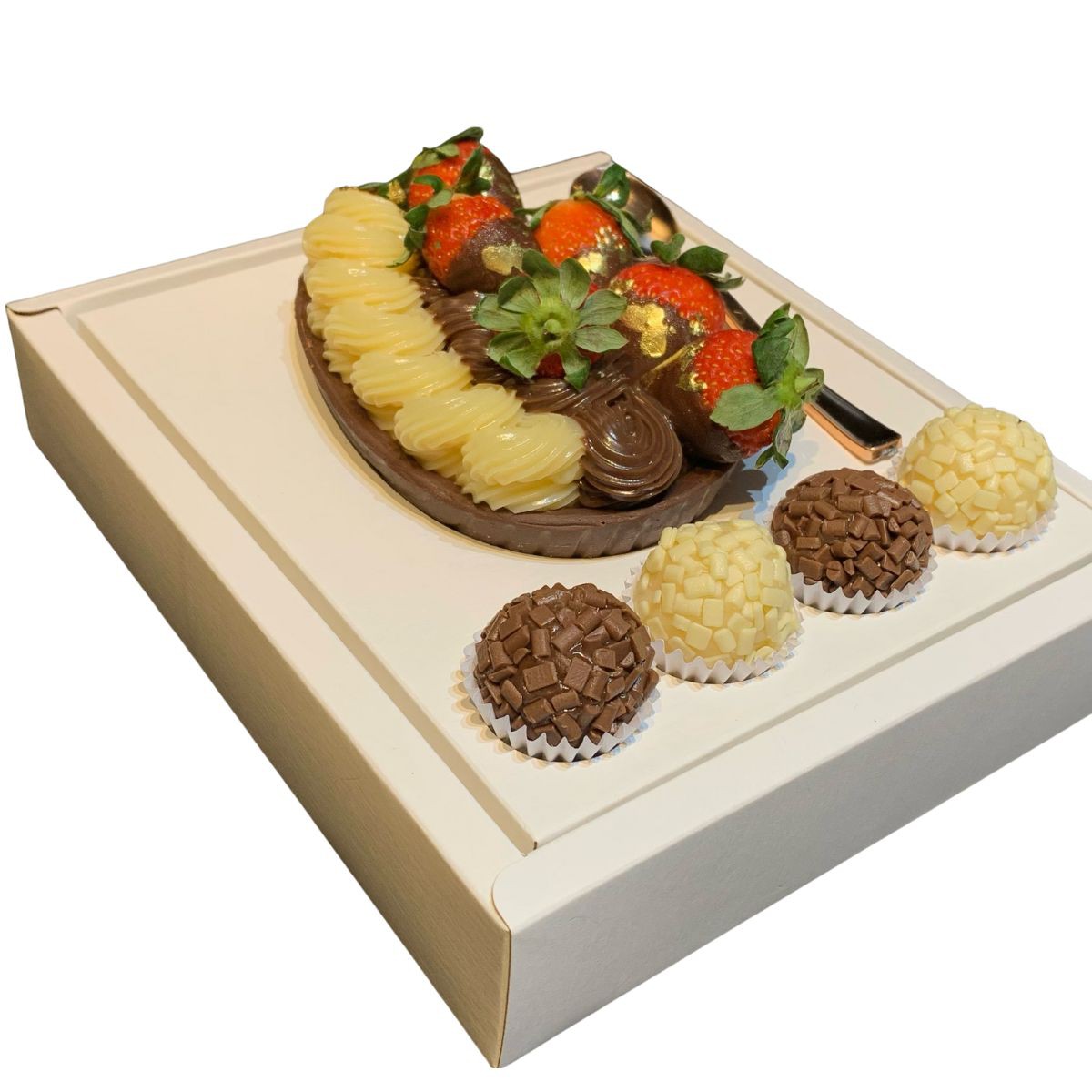 Caixa borda moldura com tampa em acetato para ovo de colher 250 gramas  4  doces - 10 unidades - VEG EMBALAGENS