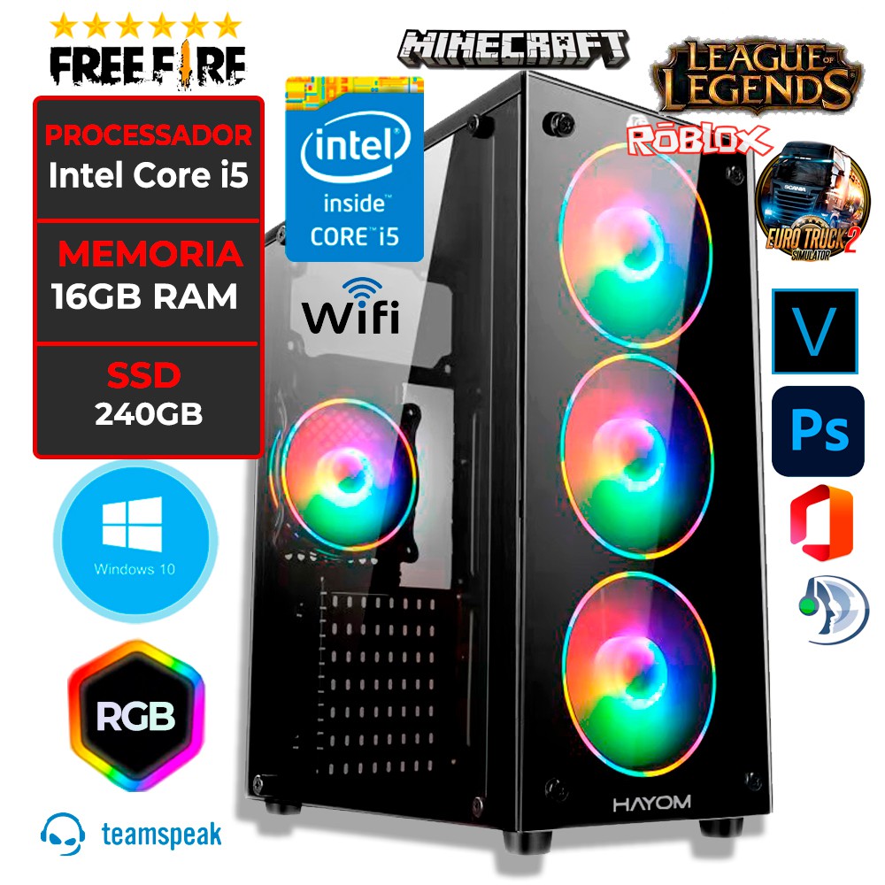 Pc Gamer Barato Completo Intel I5 16gb Hd 1tb Monitor 19