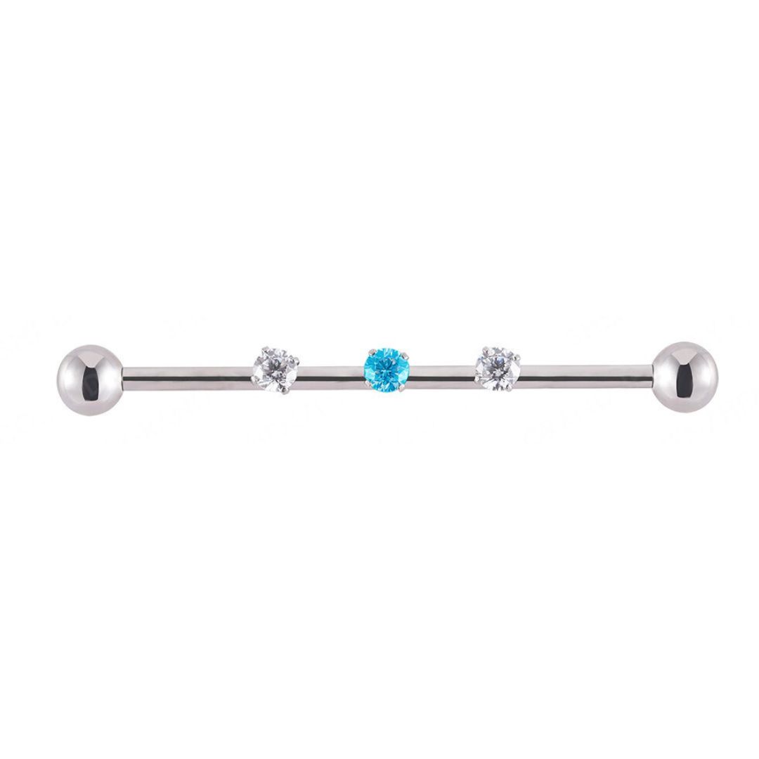 Piercing Curvado Microbell CZ, Aço 316L