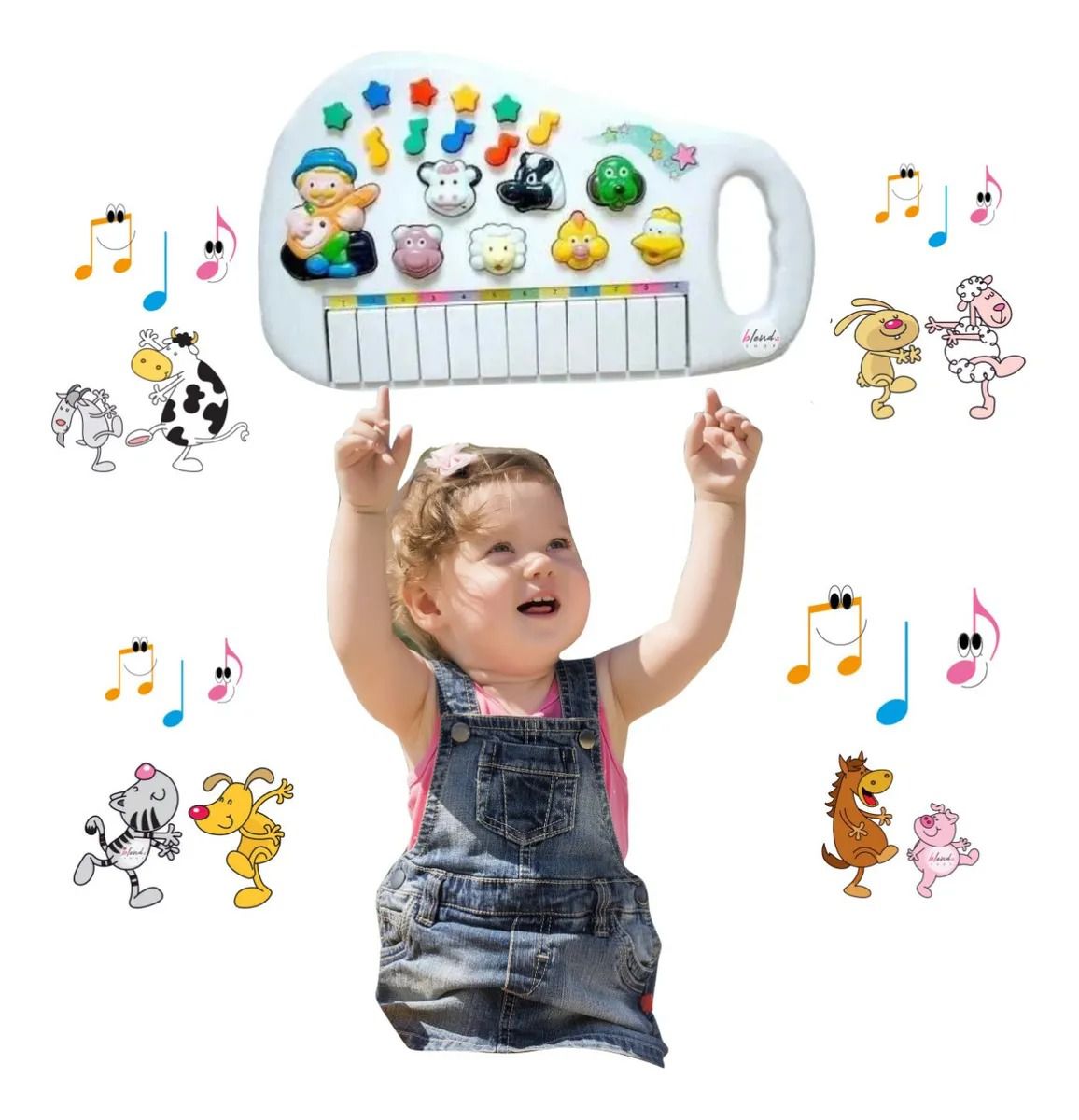 Teclado Musical Animais Fazendinha 7 Sons Educativos Infantil Bebe