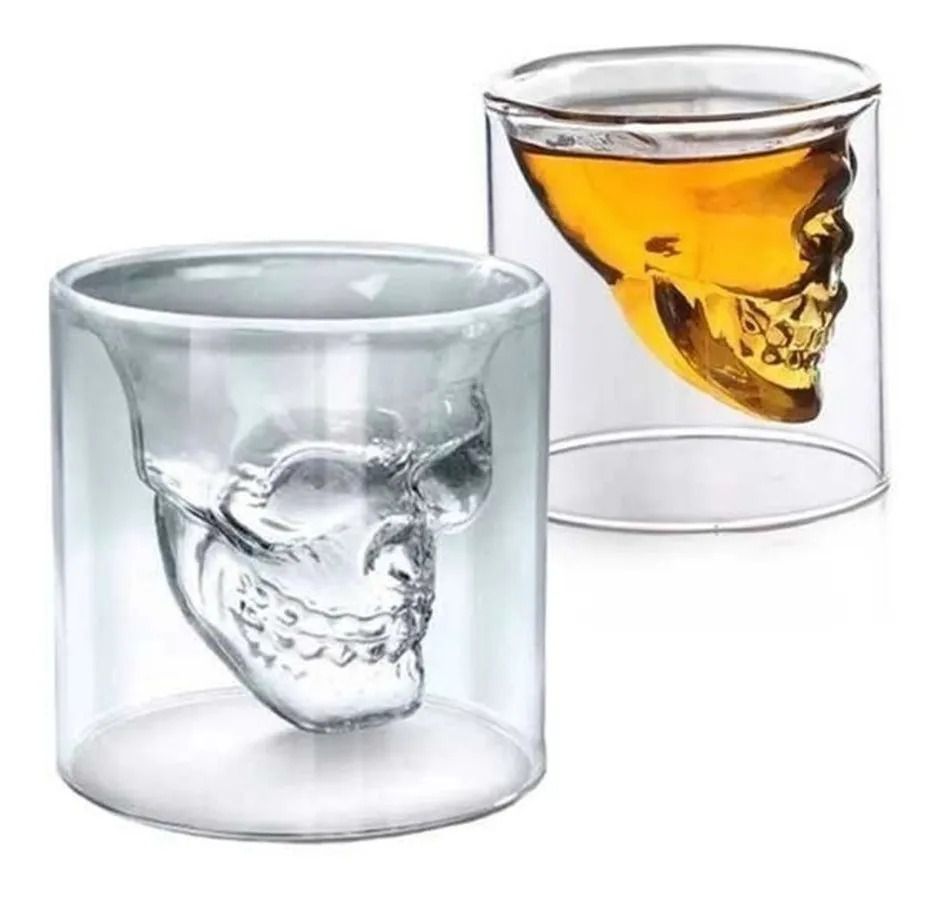 Copo Shot Caveira Dose 75 ml 7 cm Tequila Whisky Skull Doomed - Pecks  Presentes