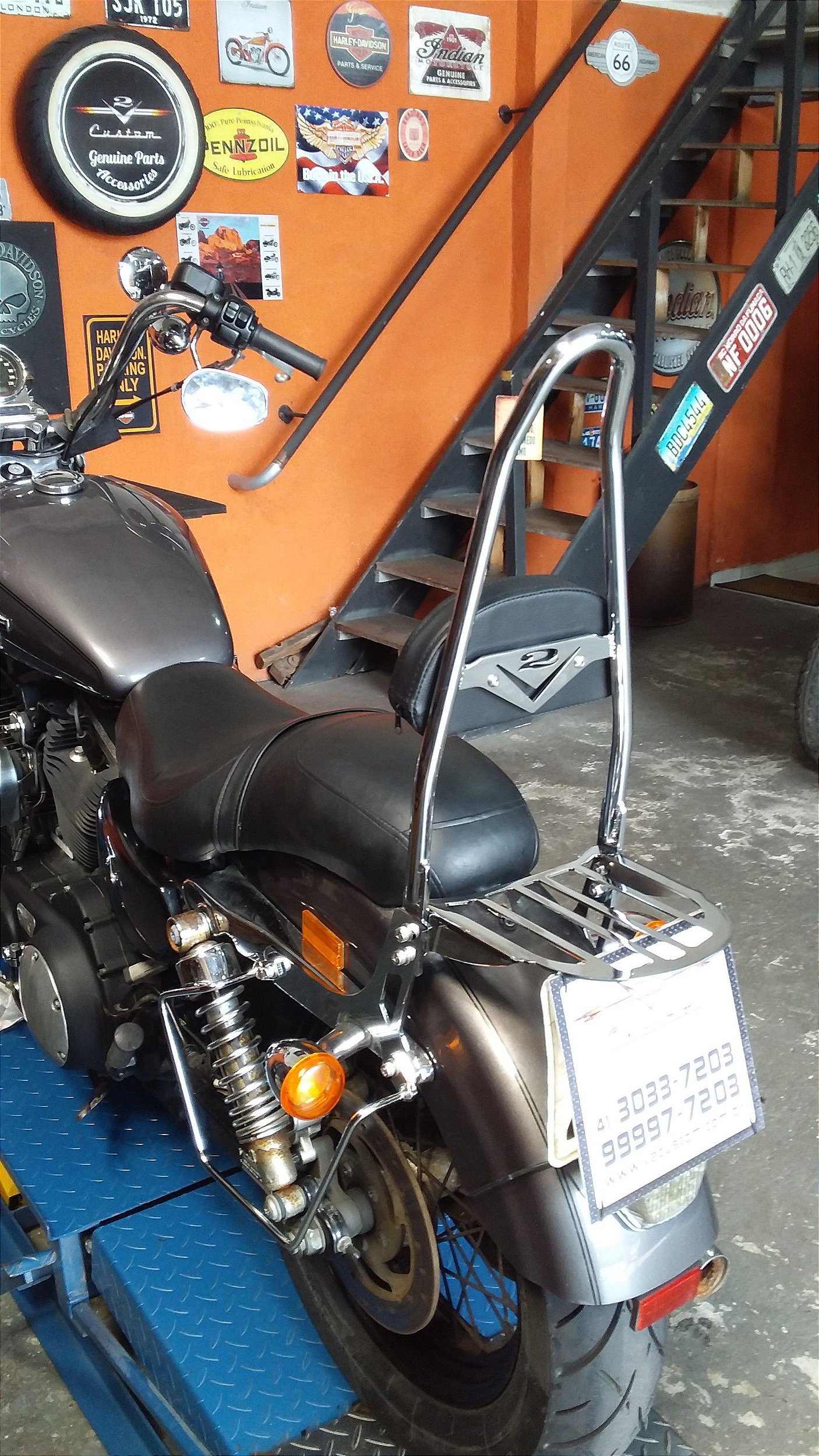 Bar Easy Rider Sissy bar Easy Rider fixo - 883/XL1200 com bagageiro - V2 Custom