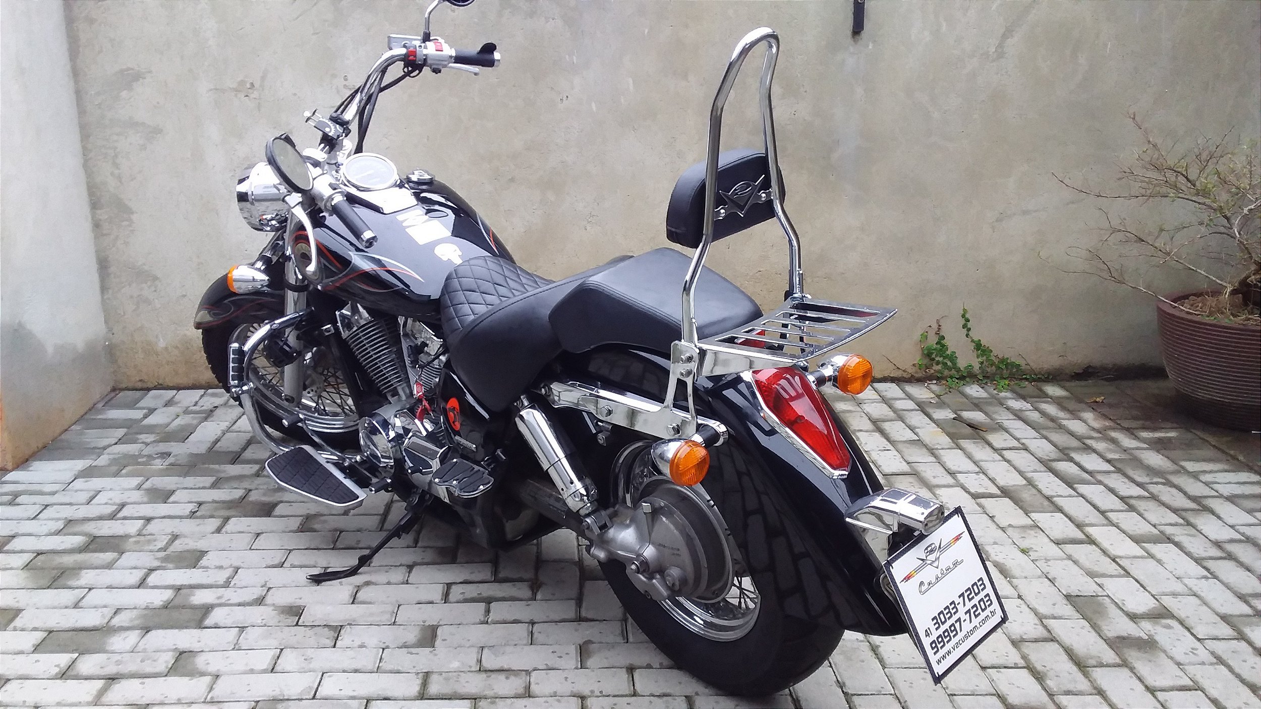 Bar Easy Rider Sissy bar Easy Rider fixo VT Shadow 750 antiga ( 2006 A 2010 ) - V2 Custom