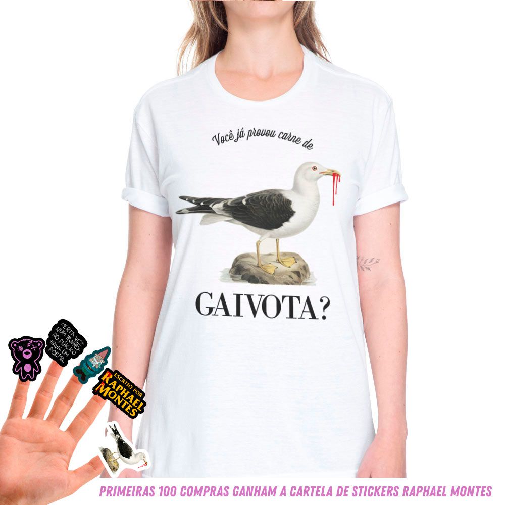 Carne de Gaivota - Camiseta Basicona Unissex - El Cabriton Camisetas  Online! Vamos colocar mais arte no mundo?