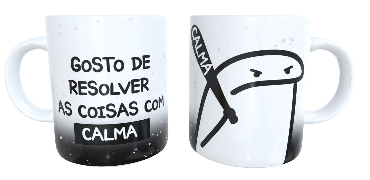 Caneca Flork Meme Boneco Palito Gosto De Resolver Com Calma