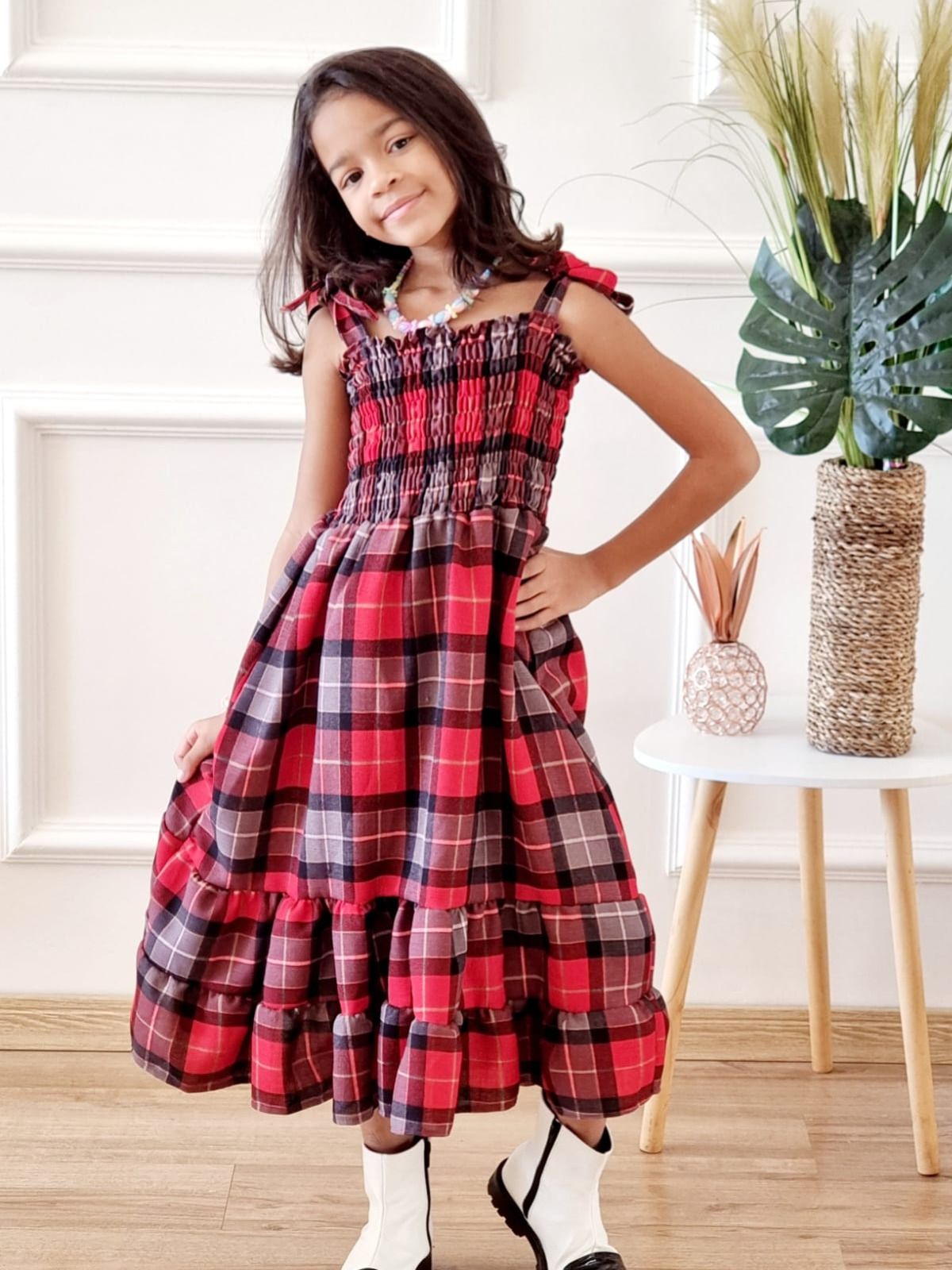 Vestido Infantil Xadrez Vermelho - Little Closet