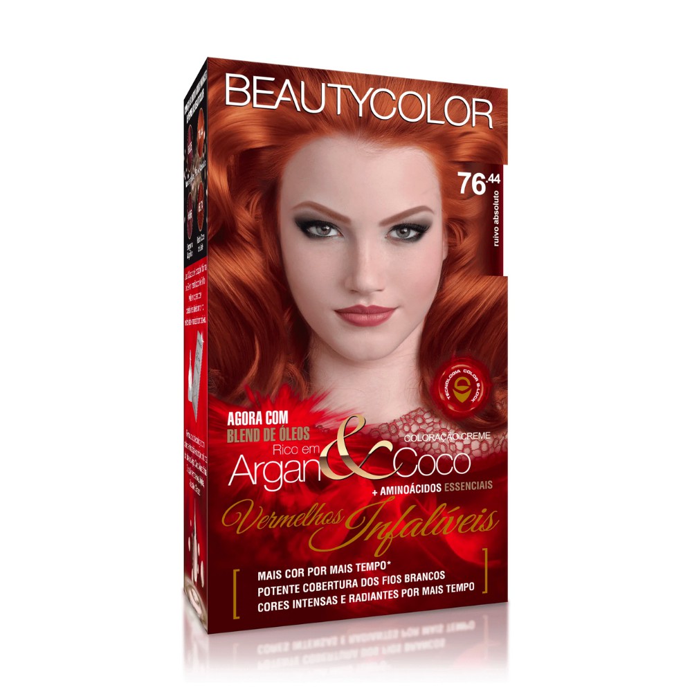 Tinta de Cabelo Coloração Beauty Collor 76.44 Ruivo Absoluto - Gabeauty  Cosméticos