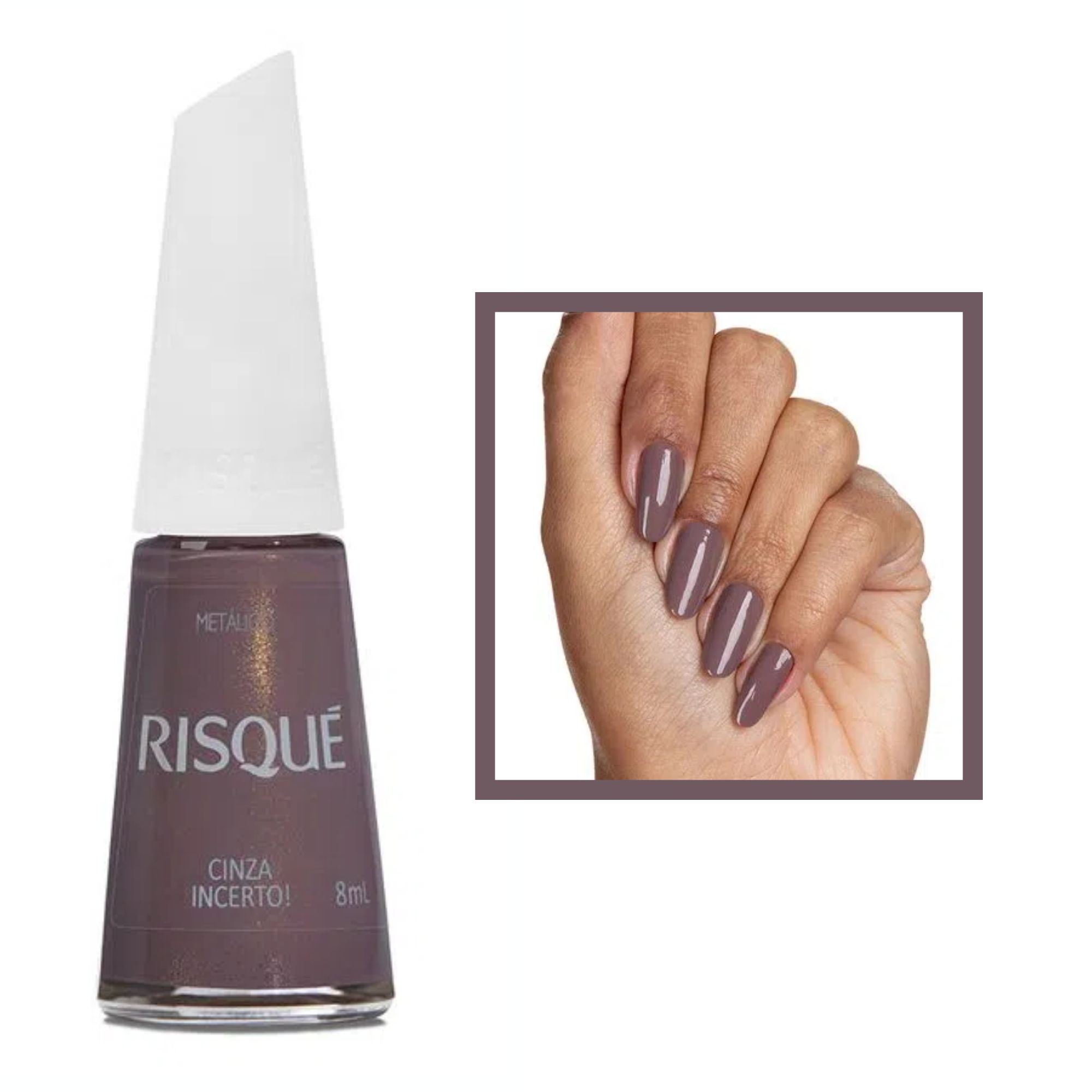 Esmalte Risque Metalico Cinza Incerto Hipoalergenico 8ml - Gabeauty ...