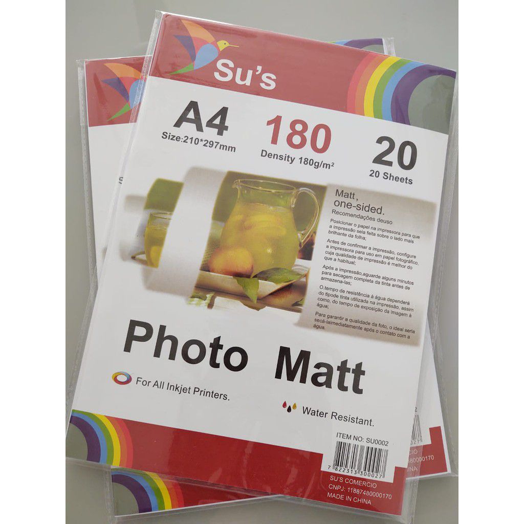 Papel Fotográfico Matte 180g A4 20 folhas - Mimos Encadernação - Insumos  para encadernação e papelaria