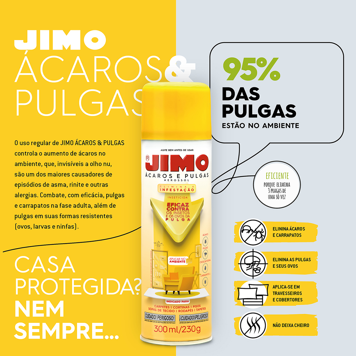 2 Jimo Anti Ácaros Pulgas E Carrapatos Spray 300ml - Pestshop