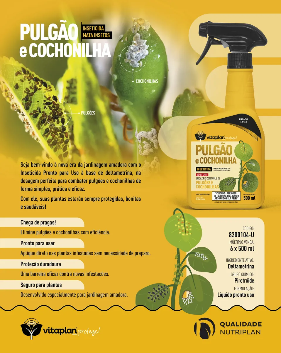 Anti PuLGão E Cochonilha Vitaplan Pronto Uso 1un 500ml - Pestshop