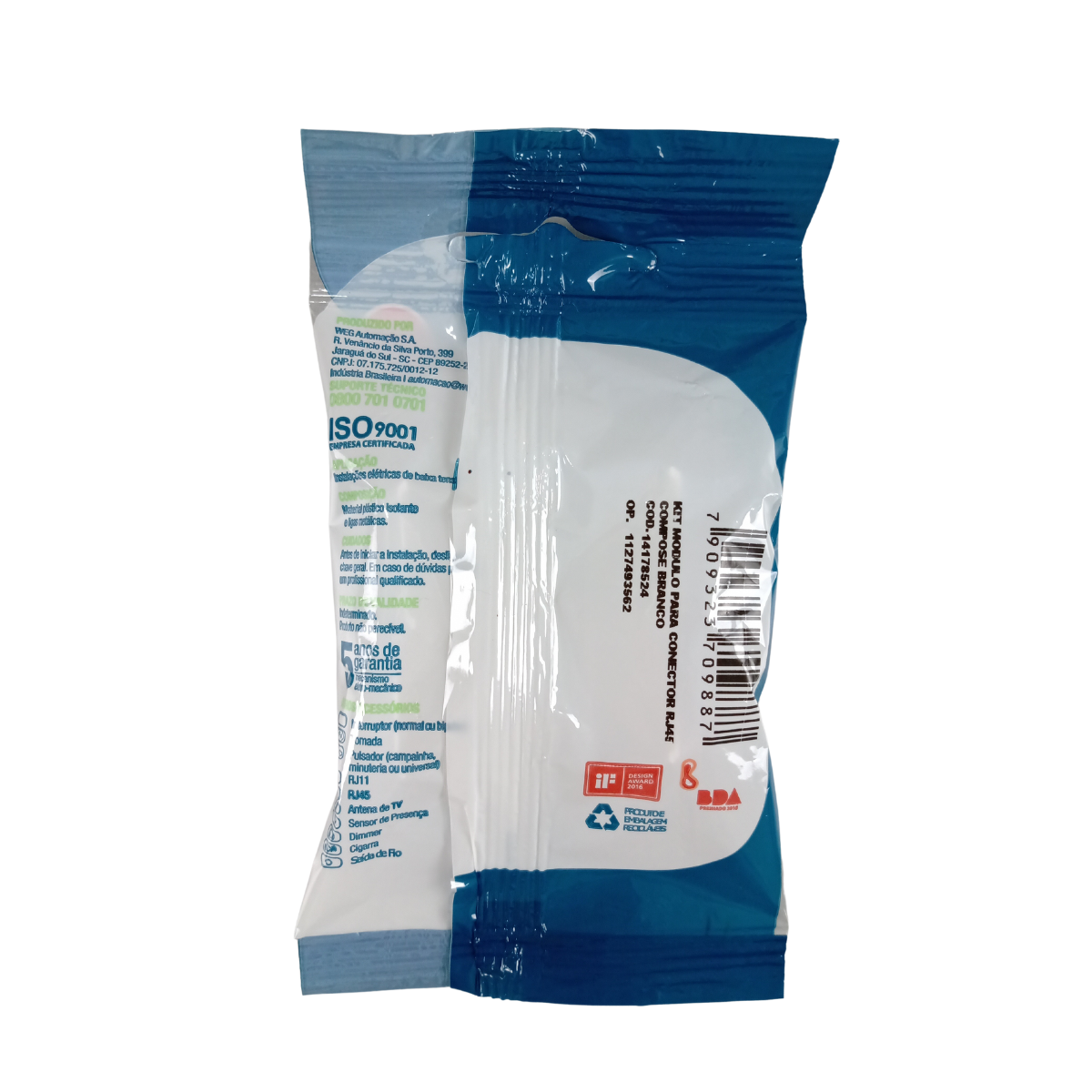 MODULO ADAPTADOR BRANCO P/ CONECTOR RJ45 KEYSTONE COMPOSE 2U - FOSInfo