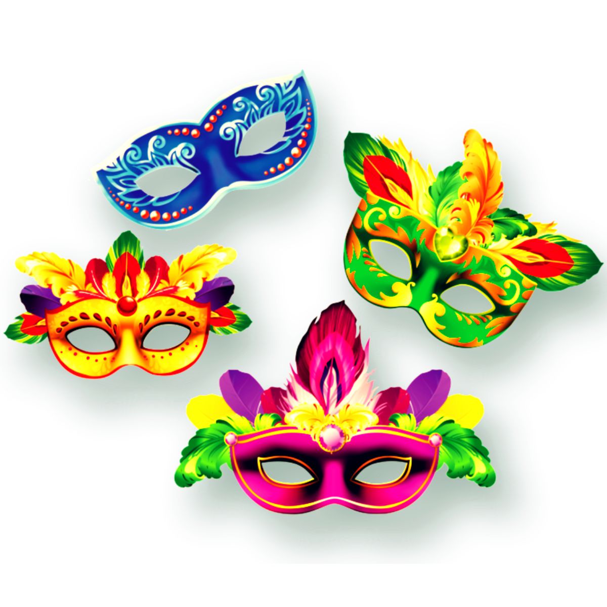 Kit 04 Máscara Carnaval Papel P/Rosto Acessório Fantasia - DHS SHOP - Site  Oficial