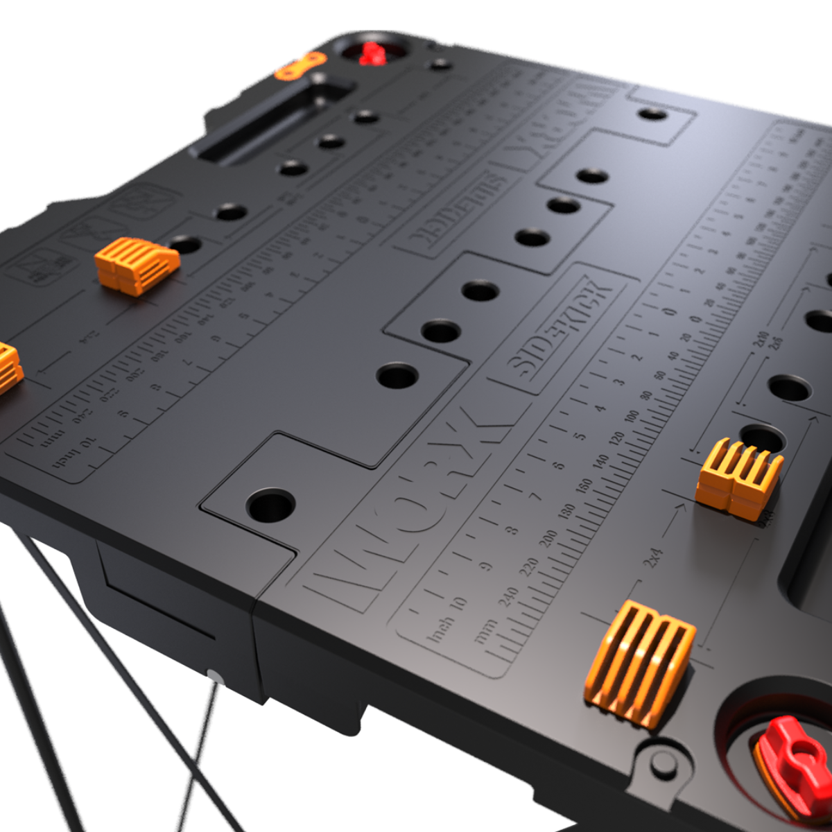 WORX WX051 Tavolo da Lavoro Pieghevole e Portatile Nero Pegasus con Morsetti integrati, Modello