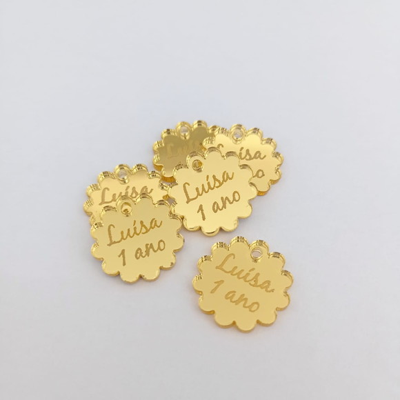 100 Tags de 2cm em Acrílico Espelhado - Atrium Laser