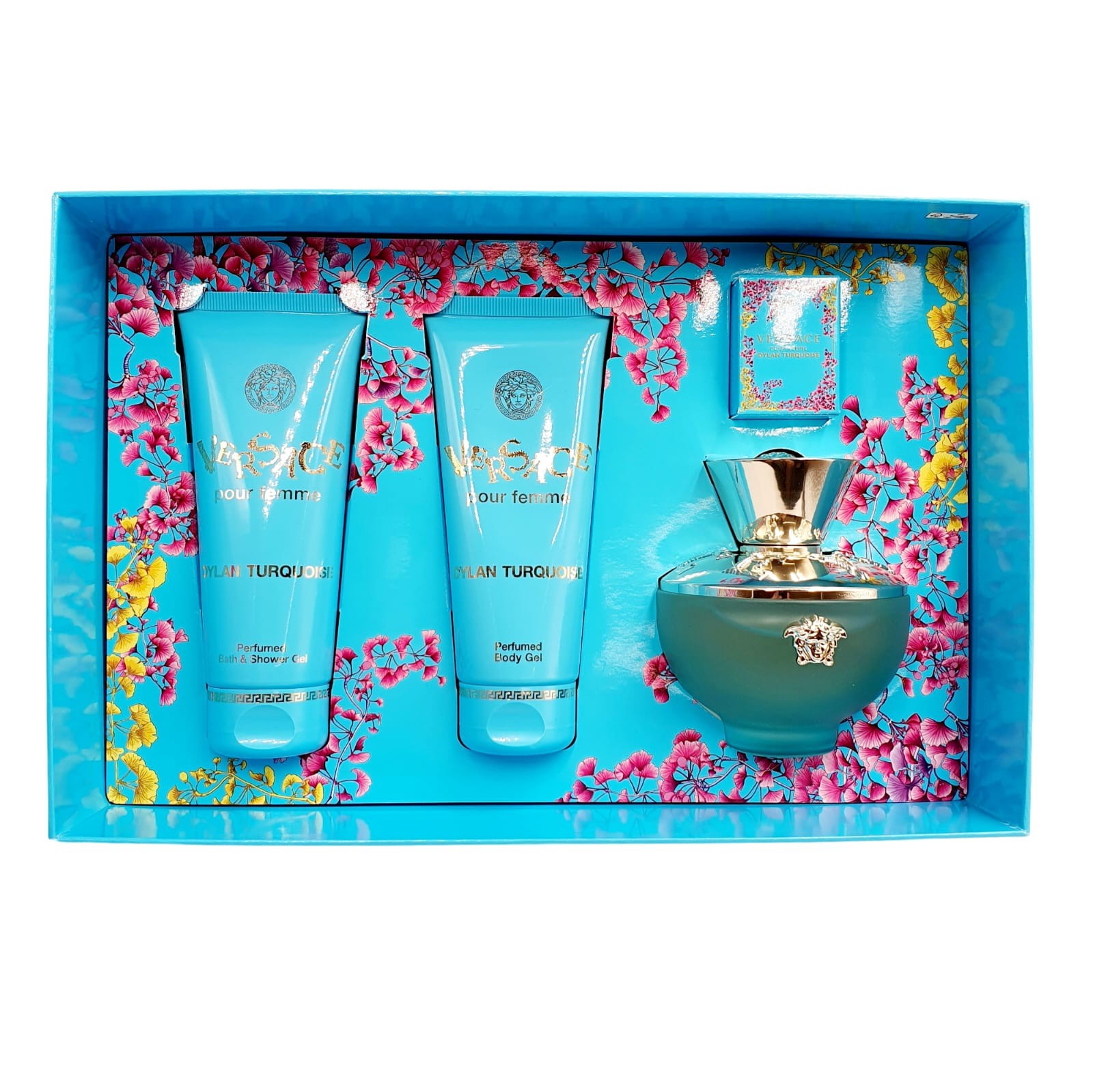 Kit Versace Turquoise 100ml +Miniatura 5ml +100ml Gel Corporal +