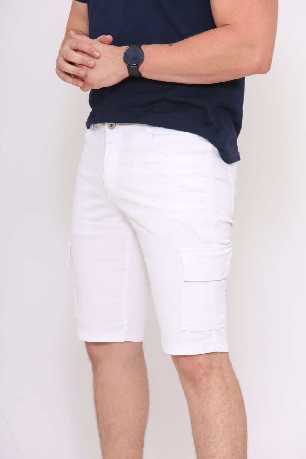 Bermuda Cargo Branca Sarja Canelada Masculina Alleppo Jeans - Alleppo Jeans