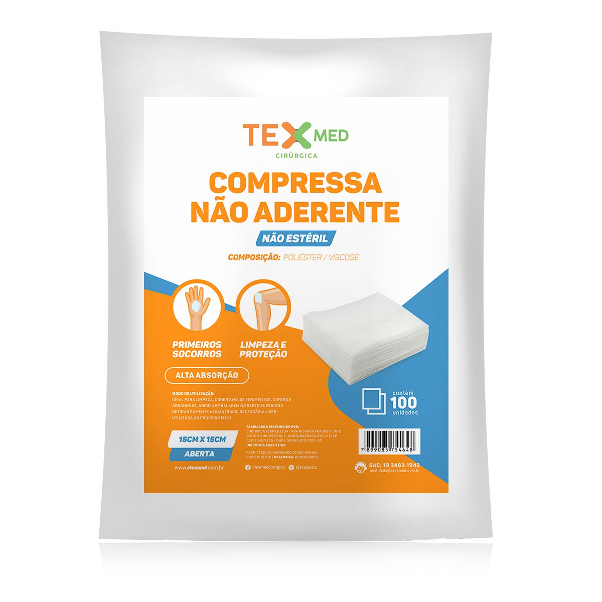 Compressa Não Aderente Texmed Premium 100 Unidades - Casa da Gaze ...
