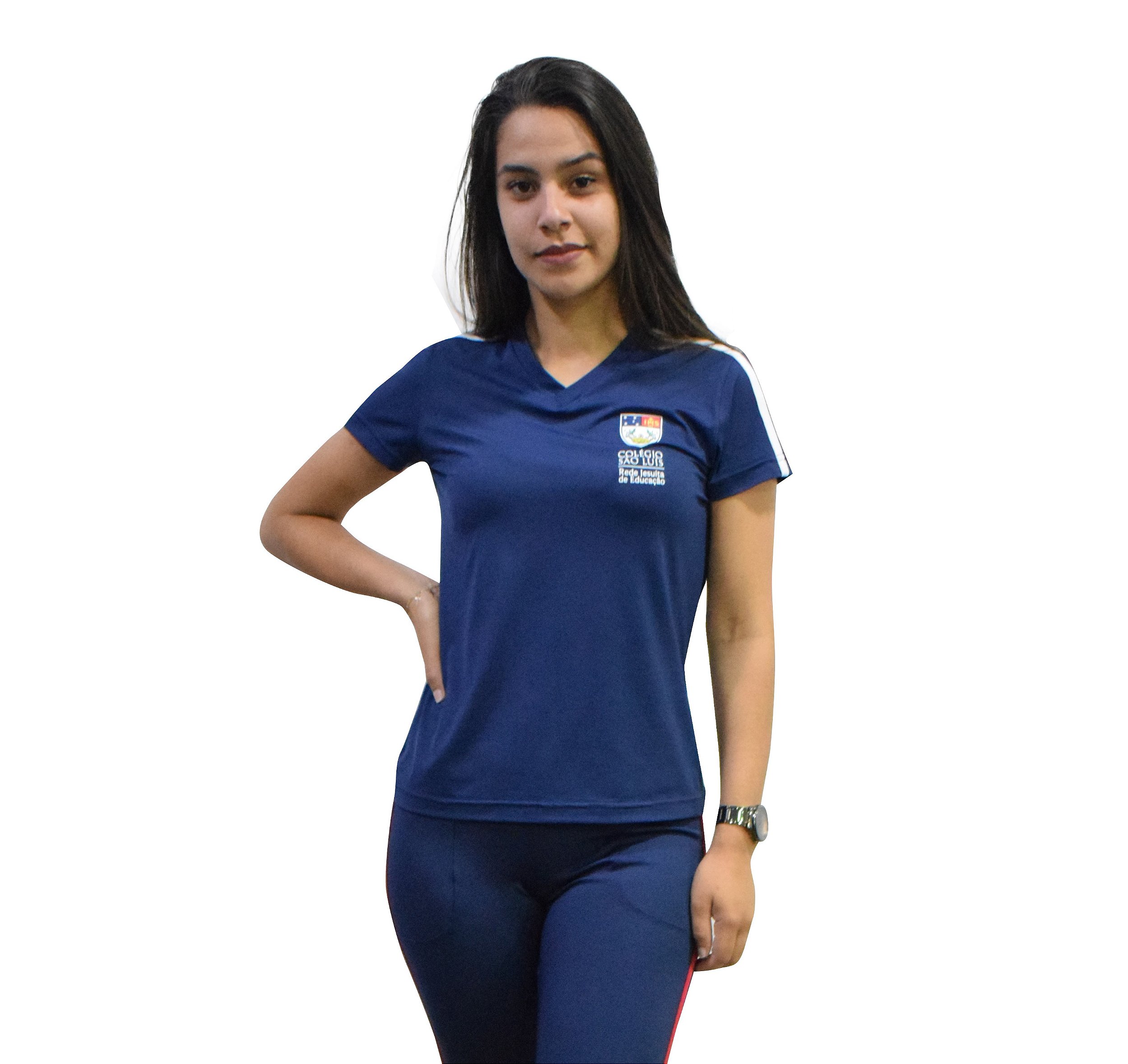 C) Colégio São Luis - Camisa Feminina M/Curta - Acqua Sport U.V - CSL033 -  Unifor-All Uniformes