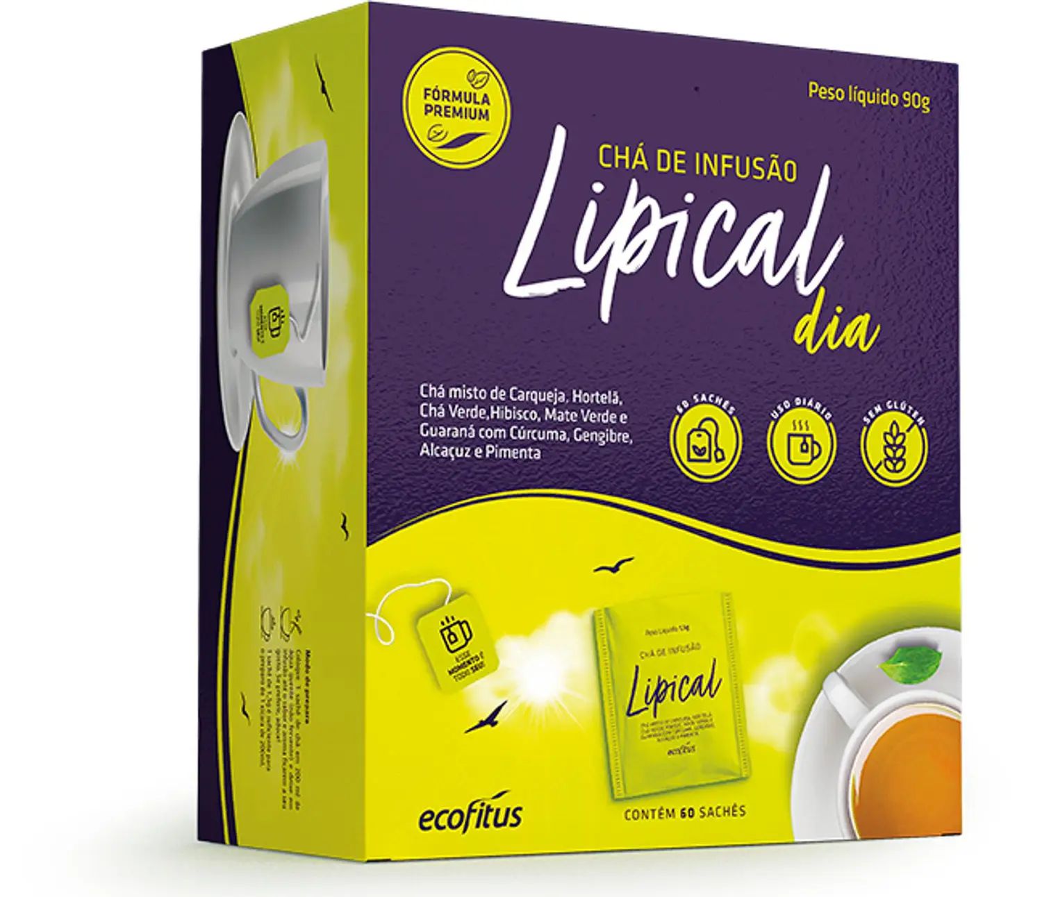 Ch De Infus o Ecofitus Lipical Dia Com 60 Sach s De 1 5g Cada