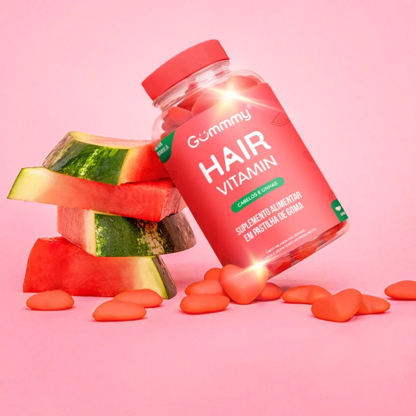 Suplemento Gummy Hair Vitamin Cabelos E Unhas Sabor Melancia 60 ...