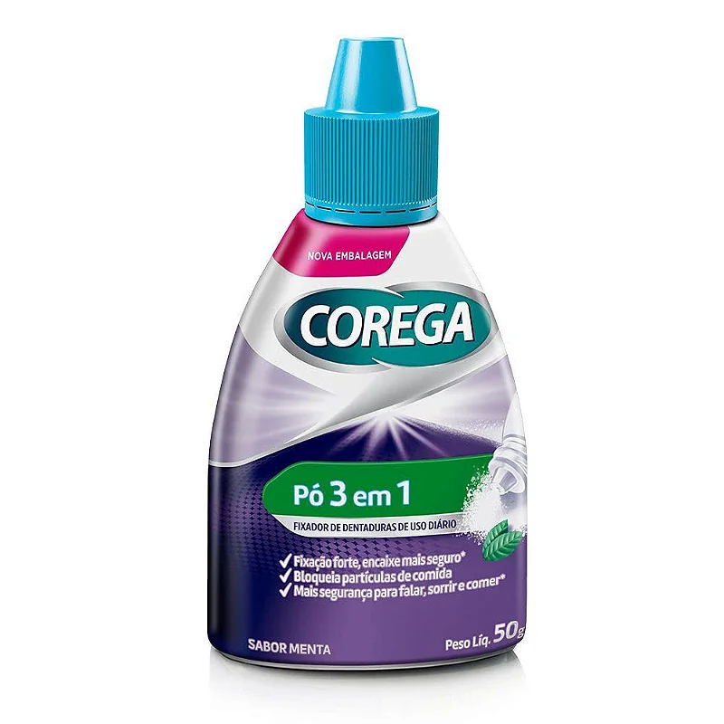 Fixador Para Dentadura Em Pó Corega Display Com 6 Frascos De 50g Cada ...