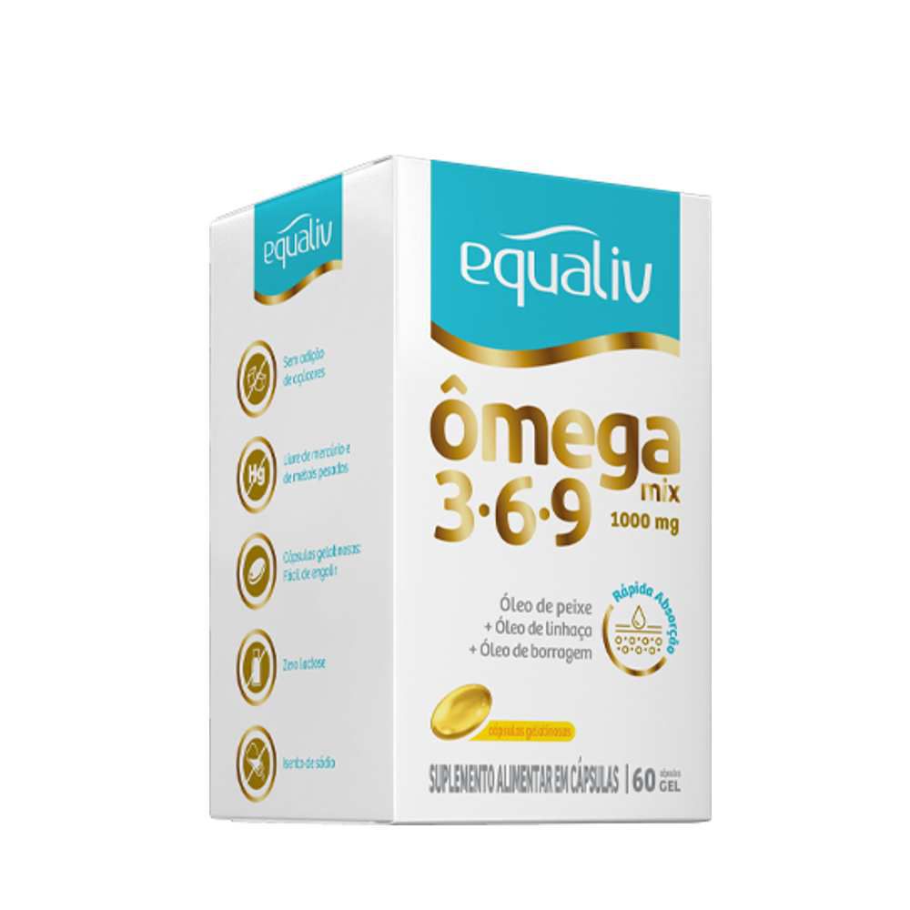 Suplemento Alimentar Equaliv Ômega Mix 369 1000mg 60 Cápsulas Gel