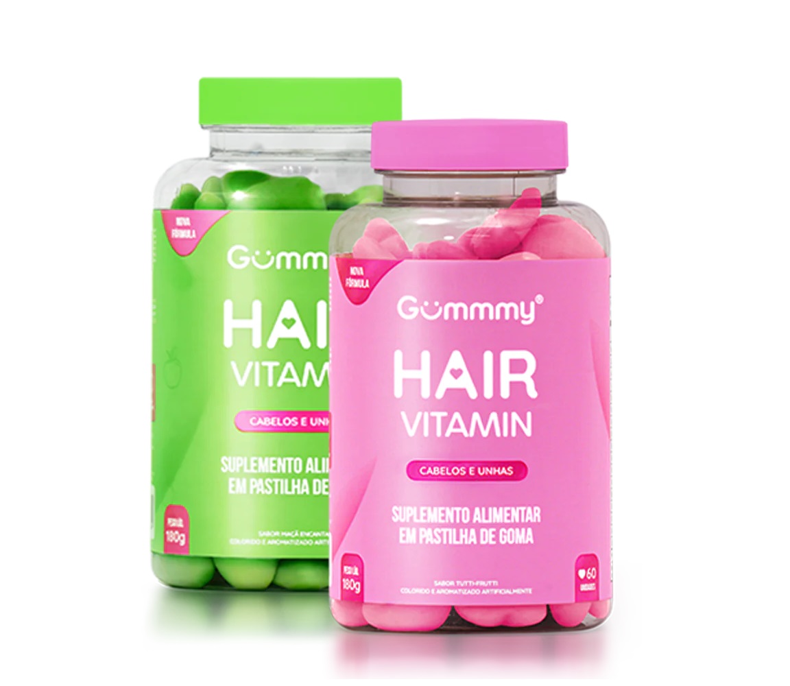 Combo Gummy Hair Vitamin Cabelos E Unhas Maça Verde + Trutii Frutti 2