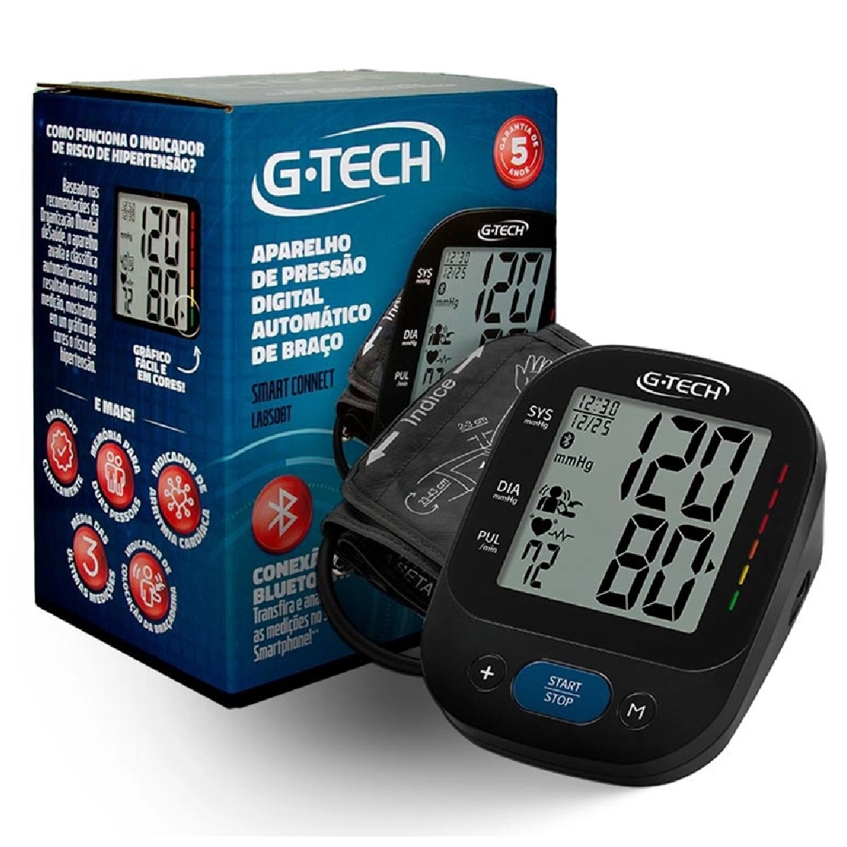 Aparelho De Pressão Digital Automático De Braço G-Tech Smart Connect ...