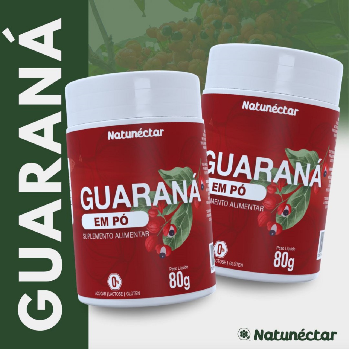 Suplemento Alimentar Guaraná Em Pó Sabor Guaraná Natunéctar 80g ...