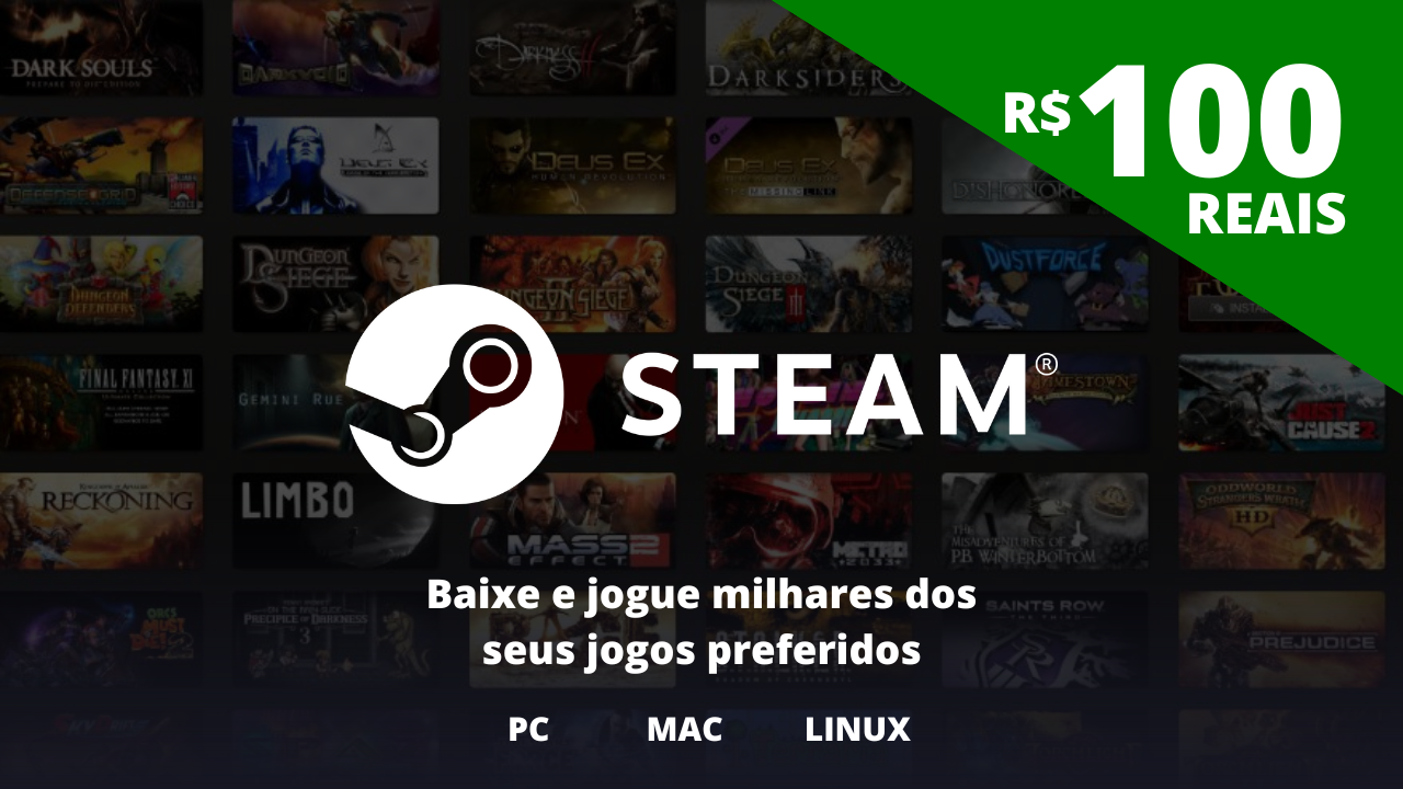 Steam: Cartões-presente digitais disponíveis online