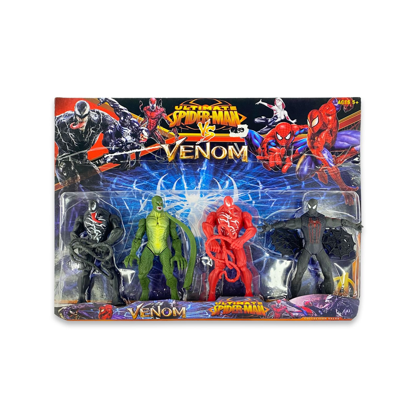 Kit 4 Bonecos 17 cm Articulado com Luz - Venom X Spider Man