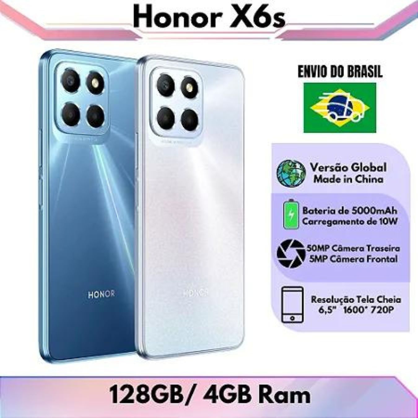 Smartphone Honor X6s 128gb+4gb Ram Dual Sim Bateria 5000 Mah