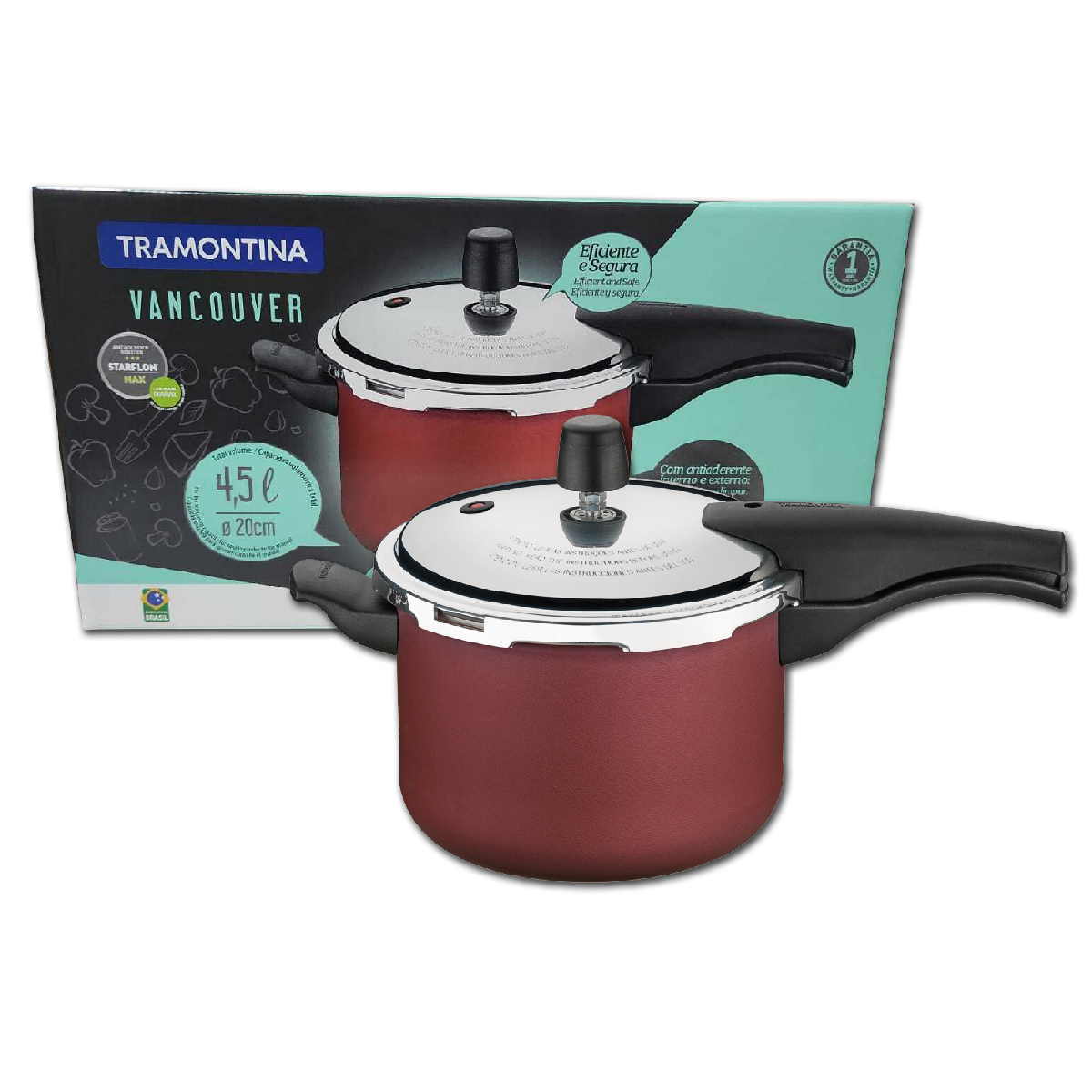 Panela De Pressão Vancouver 4,5l Tramontina Antiaderente Vermelho - De ...