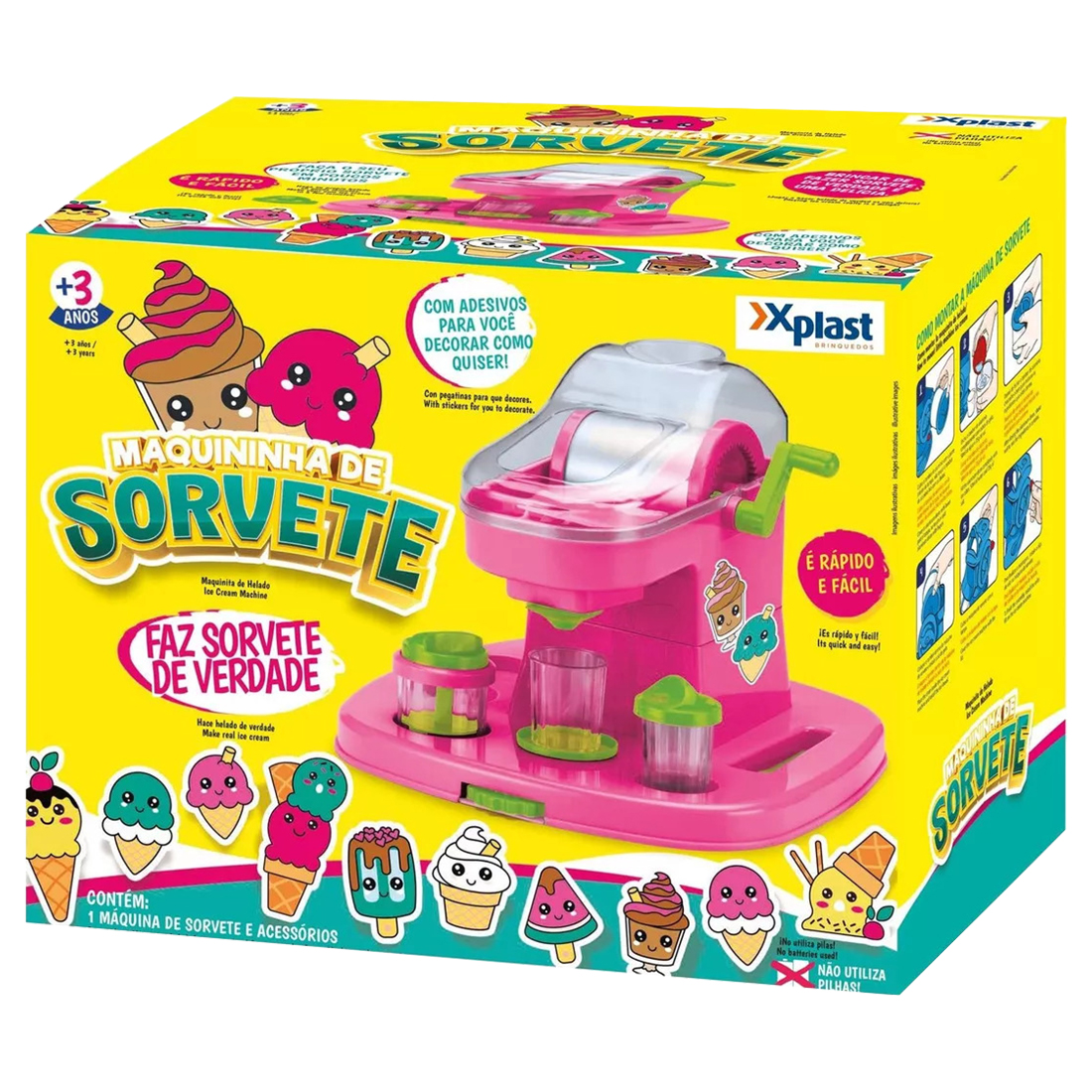 Máquina de Sorvete Brinquedo Fábrica Infantil Sorvete Real - De Coração ...