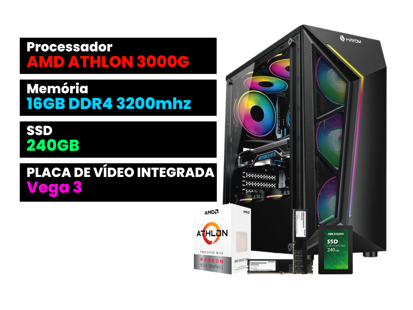 PC Gamer Barato - Jogos Populares - AMD Athlon 3000G / 8GB DDR4