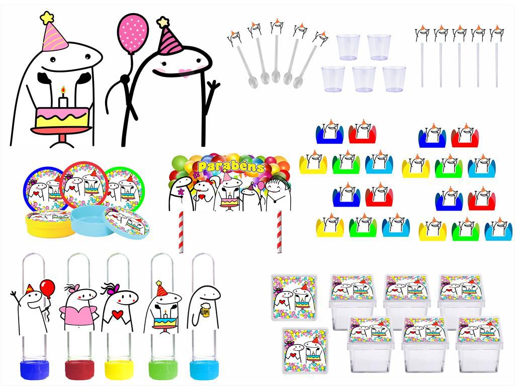 Kit Decoração Para Festa De Aniversário Tema Flork Meme